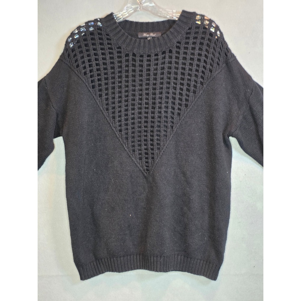 Honey Punch Black Mesh Knit Sweater Soft Cotton Blend Grunge IT3030H Small